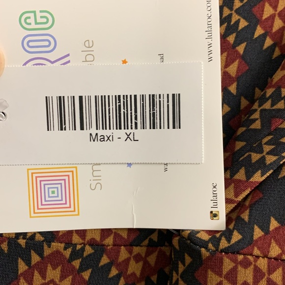 LuLaRoe XL Brown, Black, Maroon Aztec southwestern pattern Maxi Dress - Picture 3 of 7